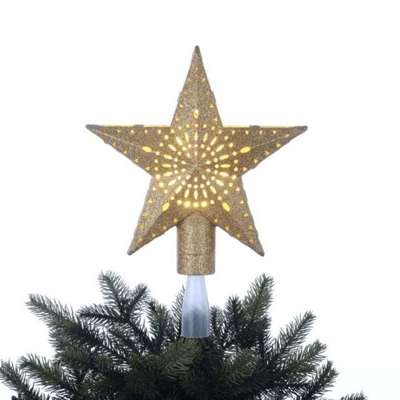 Holiday Time Gold Star Lighted Projection LED Tree Topper, 11.4" - Picture 1 of 2